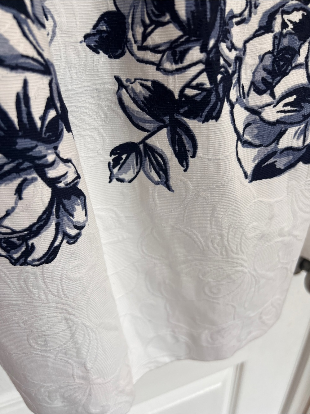 Talbots White Dress with Navy Rose Print - Picture 3 of 9